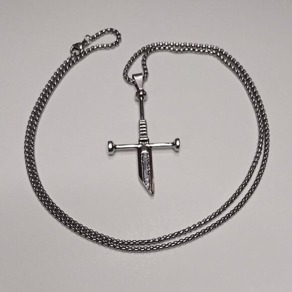 Broken Sword Necklace Viking Knight Crusaders Cross Christmas Birthday Gift NEW! - Picture 3 of 6
